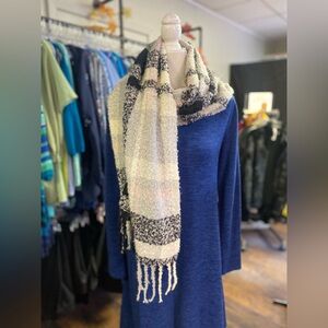 Cozy Black and Cream Plaid Scarf